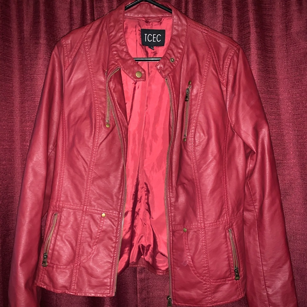 Red leather jacket